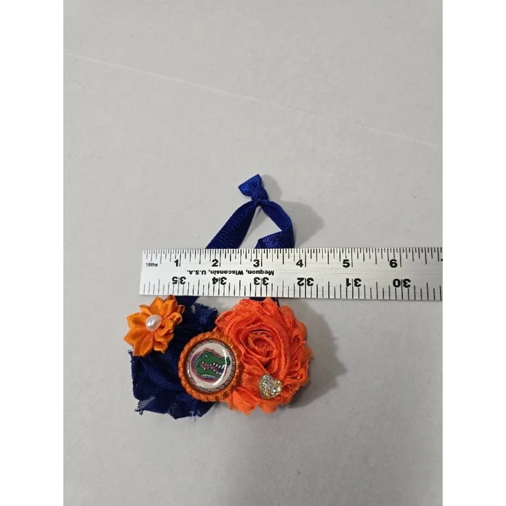 Handmade Florida Gators‎ Headband Infant OS Blue Orange Excellent Rosette Logo